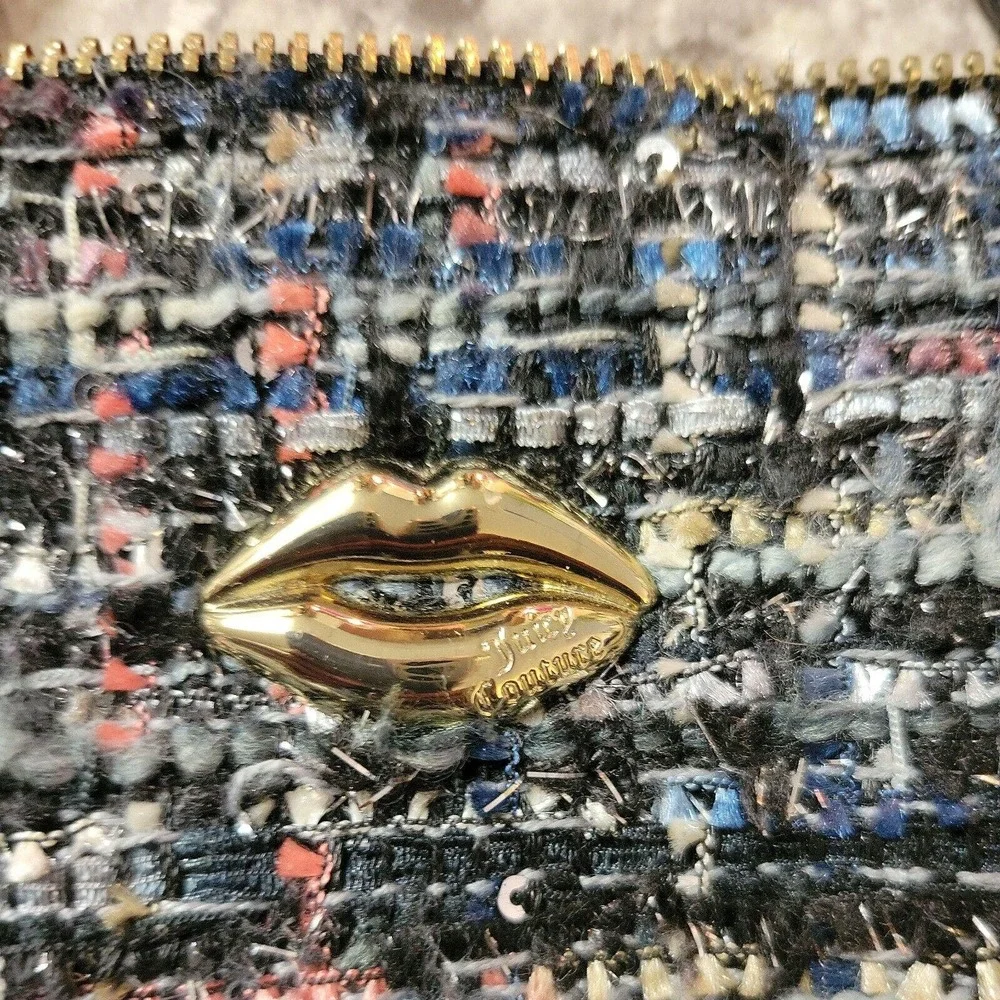 Juicy Couture Tweed Purse Small Tote Bag With Lip Embellishment Clueless Y2K
